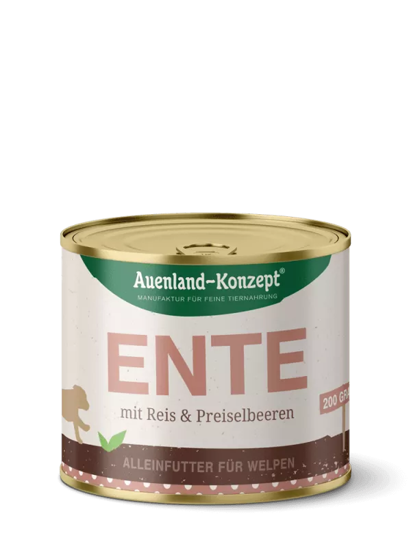 Auenland Welpenkost Ente mit Reis 200g